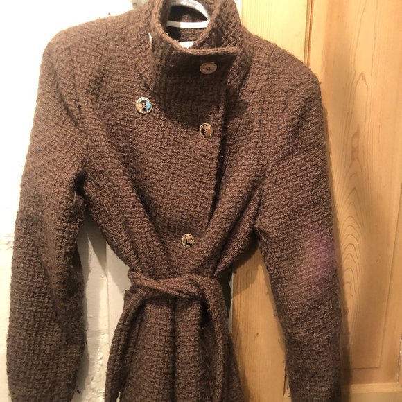 Calvin Klein Wool Pea Coat with Belt - Picture 2 of 5